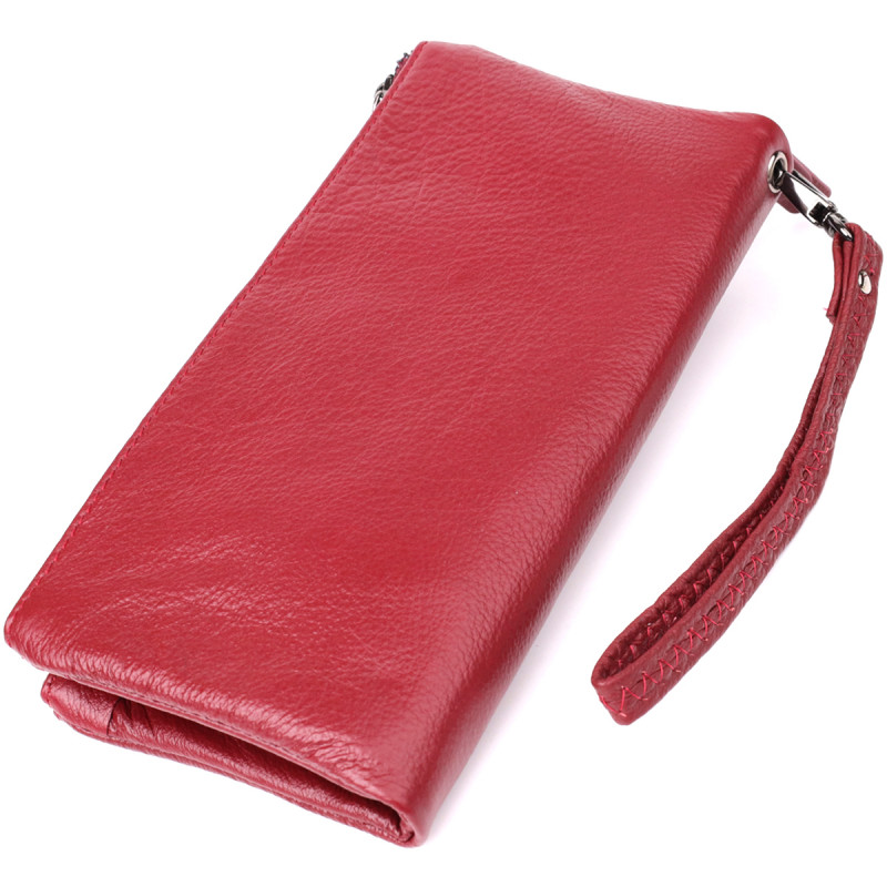 Кожаный кошелек на три отделения для женщин ST Leather Бордовый