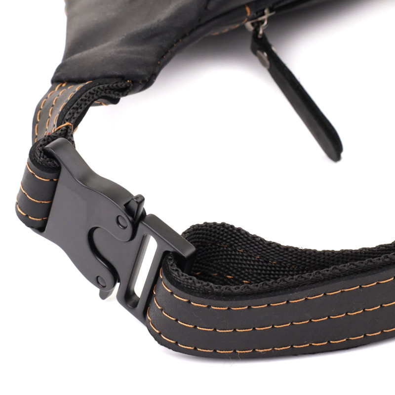 Стильна сумка-бананка для чоловіків із натуральної вінтажної шкіри Shvigel Чорний