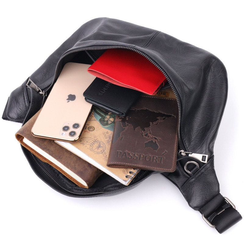 Сумка через плечо Vintage кожаная Черный