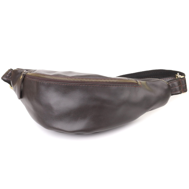 Сумка бананка отменного качества из гладкой натуральной кожи Shvigel Коричневый