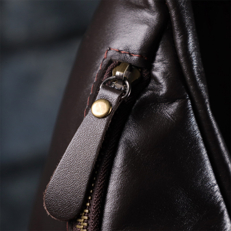 Сумка бананка отменного качества из гладкой натуральной кожи Shvigel Коричневый