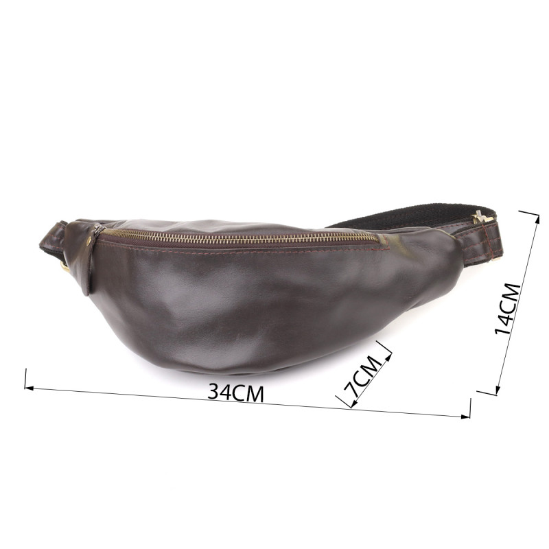 Сумка бананка отменного качества из гладкой натуральной кожи Shvigel Коричневый