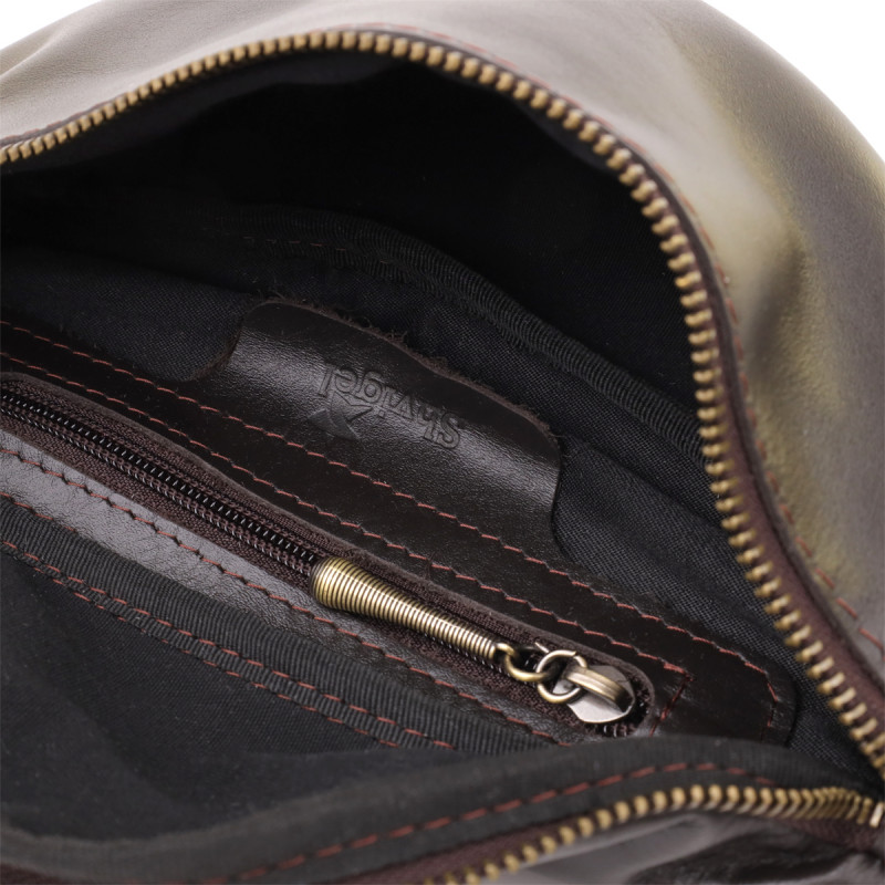 Сумка бананка отменного качества из гладкой натуральной кожи Shvigel Коричневый