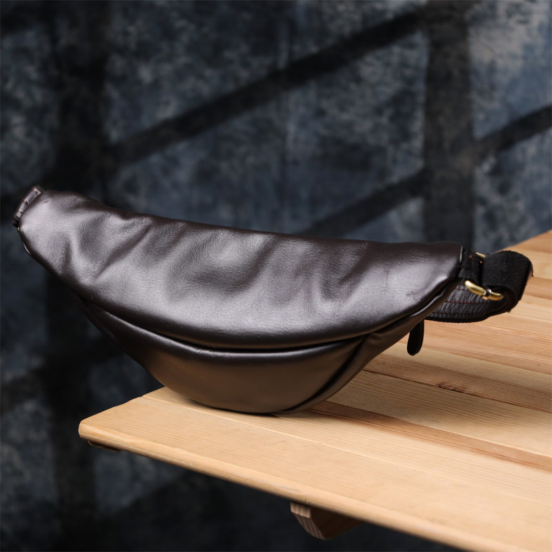 Сумка бананка отменного качества из гладкой натуральной кожи Shvigel Коричневый