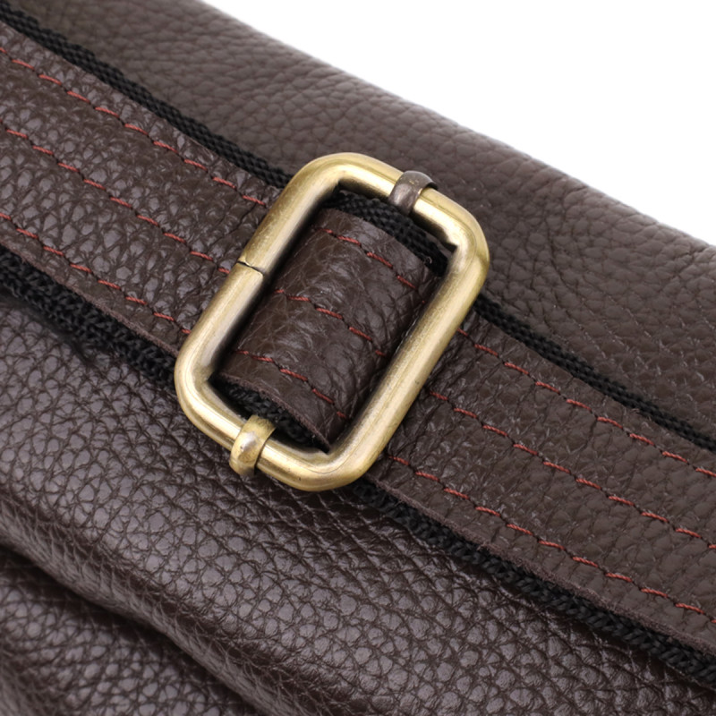 Стильна сумка бананка із зернистої натуральної шкіри Shvigel Коричневий