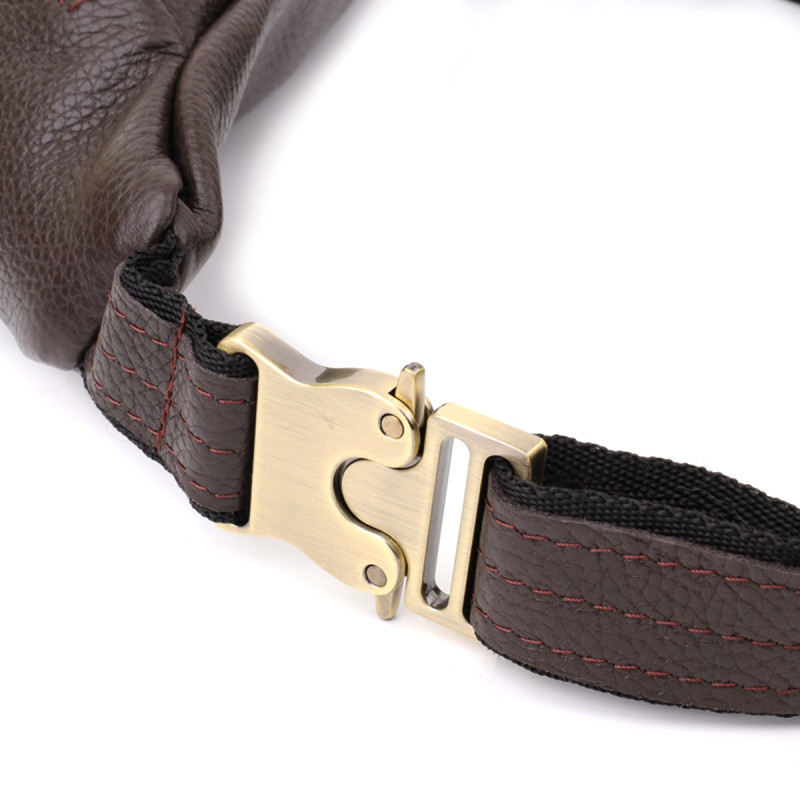 Стильна сумка бананка із зернистої натуральної шкіри Shvigel Коричневий