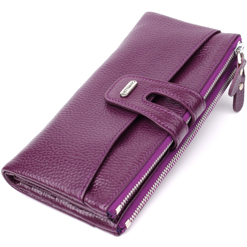 Яскравий жіночий гаманець з натуральної шкіри CANPELLINI _ Фіолетовий