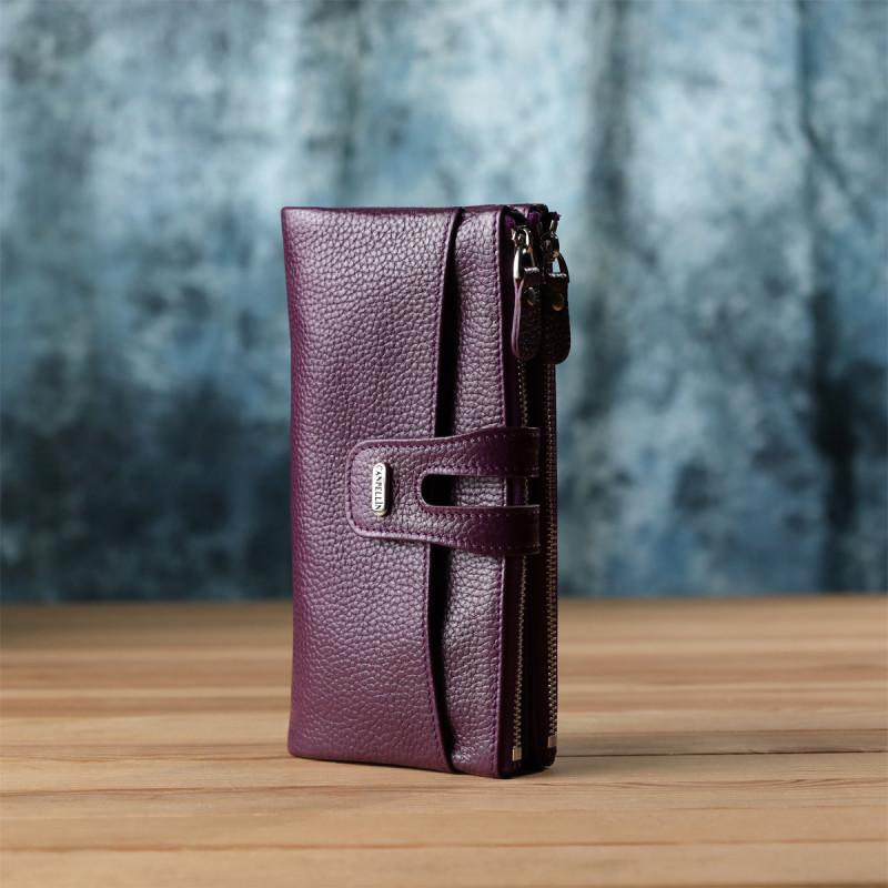 Яскравий жіночий гаманець з натуральної шкіри CANPELLINI _ Фіолетовий