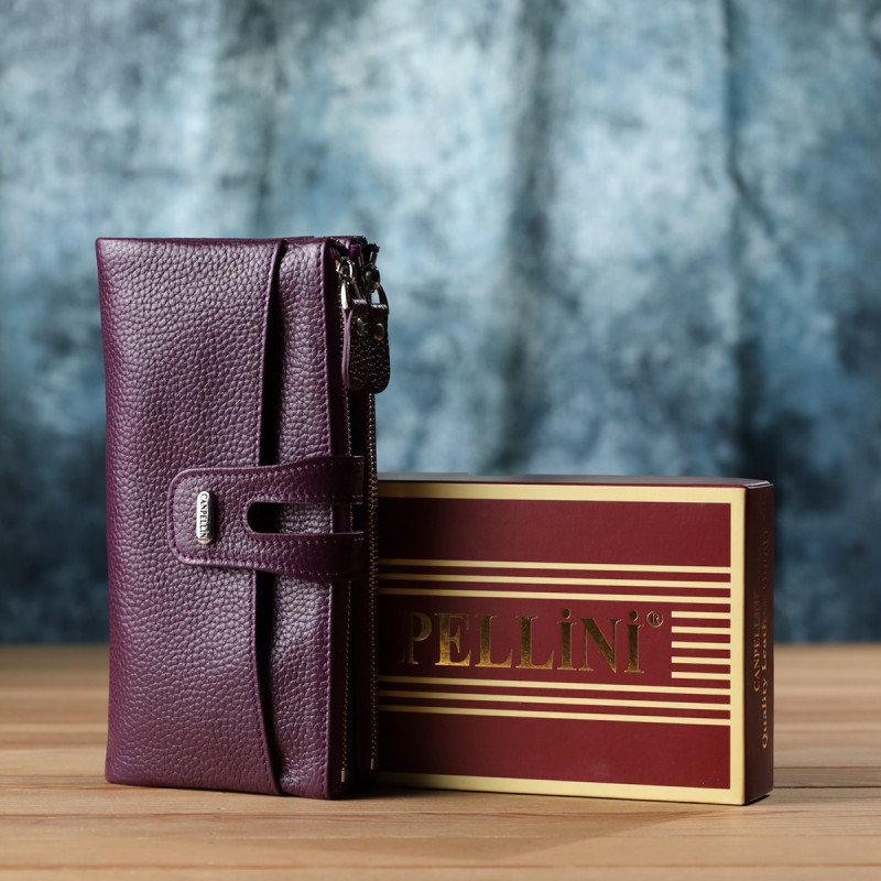 Яскравий жіночий гаманець з натуральної шкіри CANPELLINI _ Фіолетовий