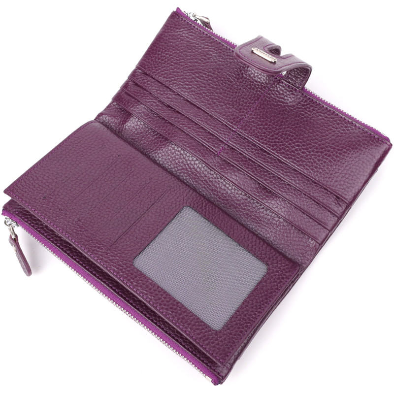 Яскравий жіночий гаманець з натуральної шкіри CANPELLINI _ Фіолетовий