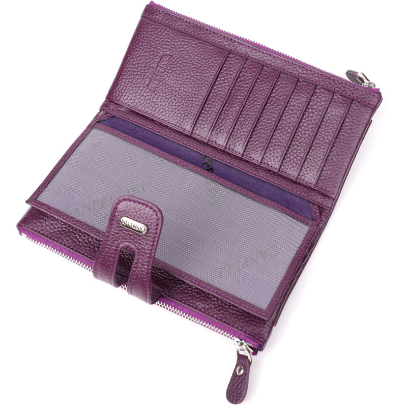 Яскравий жіночий гаманець з натуральної шкіри CANPELLINI _ Фіолетовий