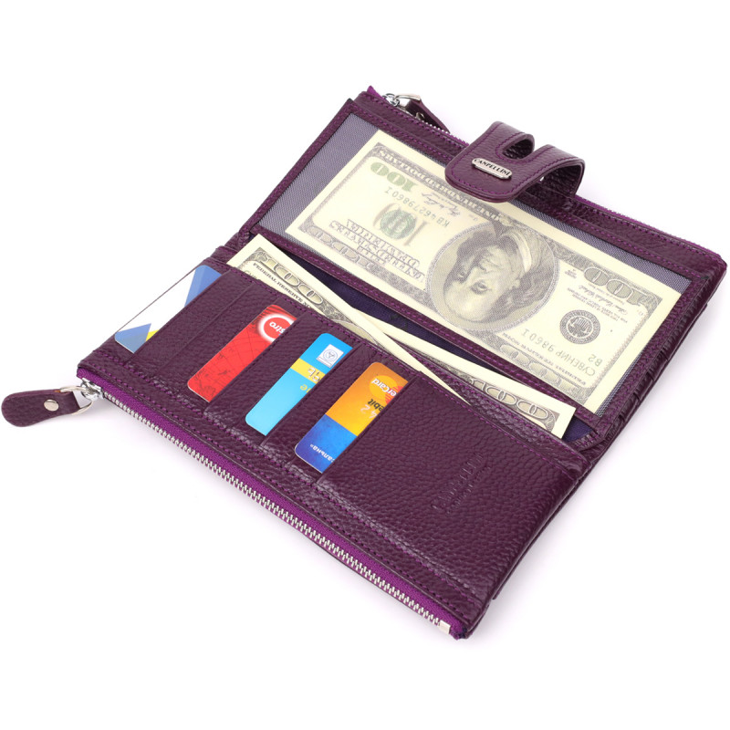 Яскравий жіночий гаманець з натуральної шкіри CANPELLINI _ Фіолетовий