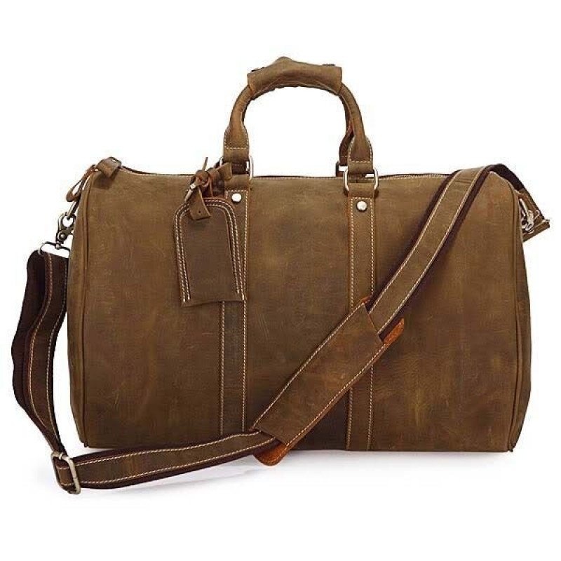 Сумка дорожня Vintage з вінтажній шкіри Коричнева
