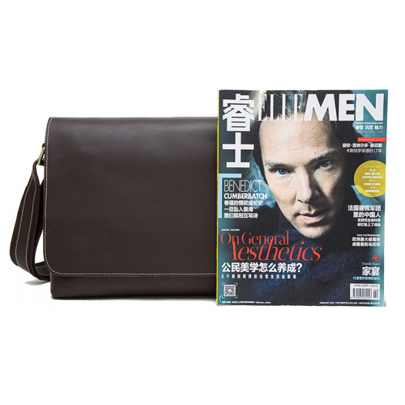 Сумка мужская горизонтальная на плечо Vintage Коричневая