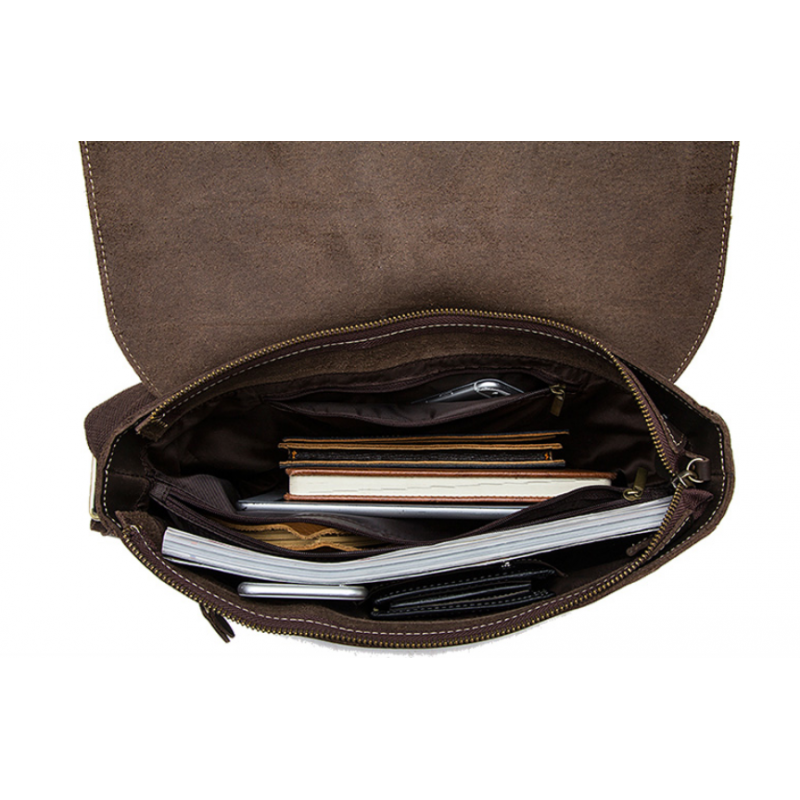Сумка мужская горизонтальная на плечо Vintage Коричневая