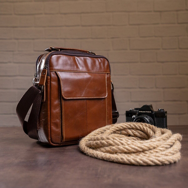 Сумка чоловіча шкіряна Vintage Коричнева