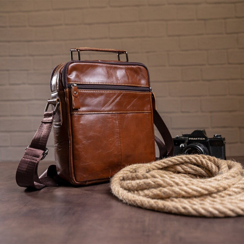 Сумка чоловіча шкіряна Vintage Коричнева