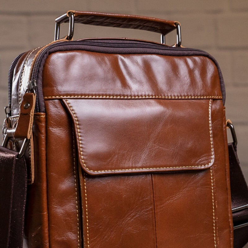 Сумка чоловіча шкіряна Vintage Коричнева