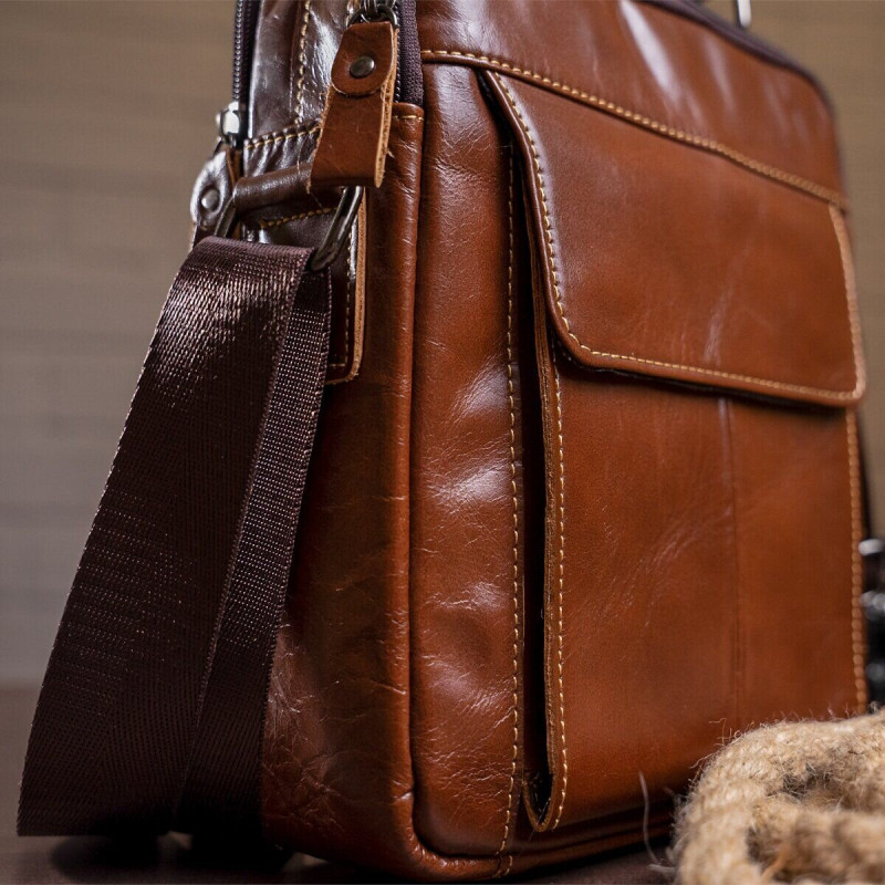 Сумка чоловіча шкіряна Vintage Коричнева