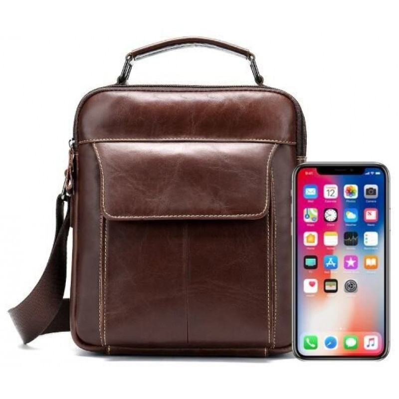 Сумка чоловіча шкіряна Vintage Коричнева