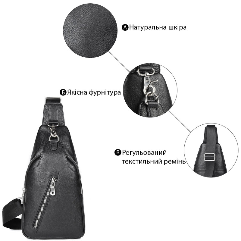 Сумка чоловіча флотар через плече Vintage Чорна