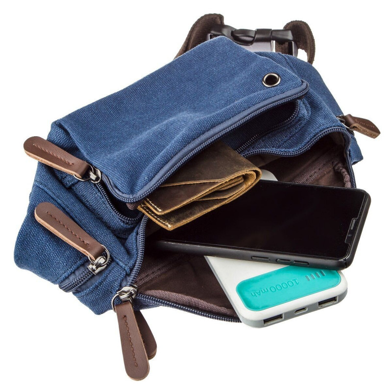 Сумка поясная текстильная Vintage Синяя