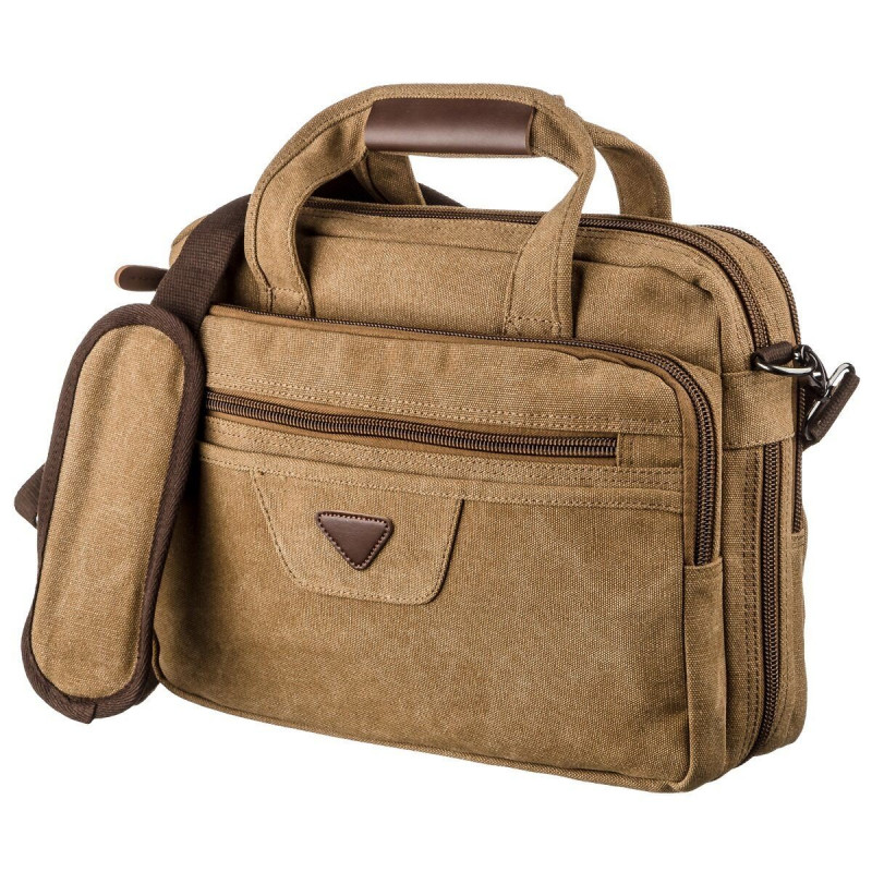 Сумка текстильная для ноутбука на два отделения Vintage Коричневая