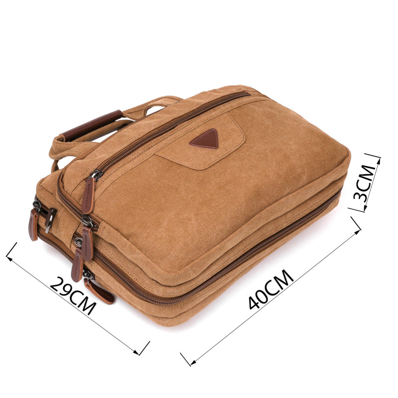 Сумка текстильная для ноутбука на два отделения Vintage Коричневая