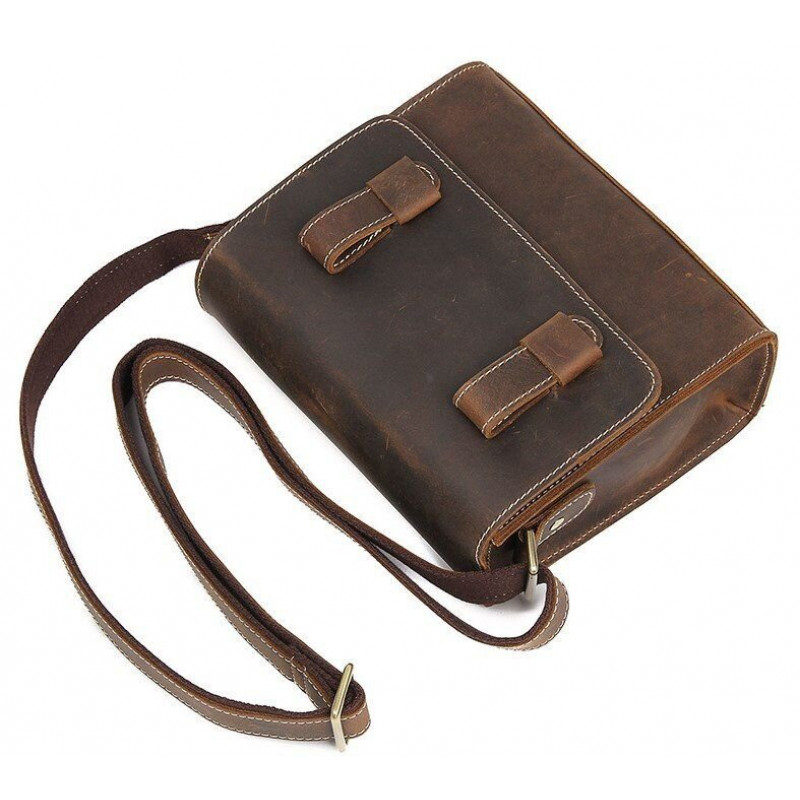 Сумка чоловіча-почтальонка в винтажной шкірі Vintage Коричнева
