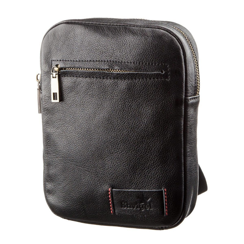 Чоловіча шкіряна сумка через плече для документів та міста SHVIGEL Чорна