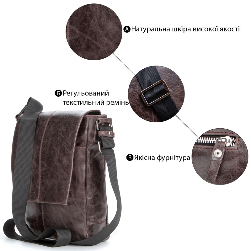 Сумка SHVIGEL кожаная Коричневая