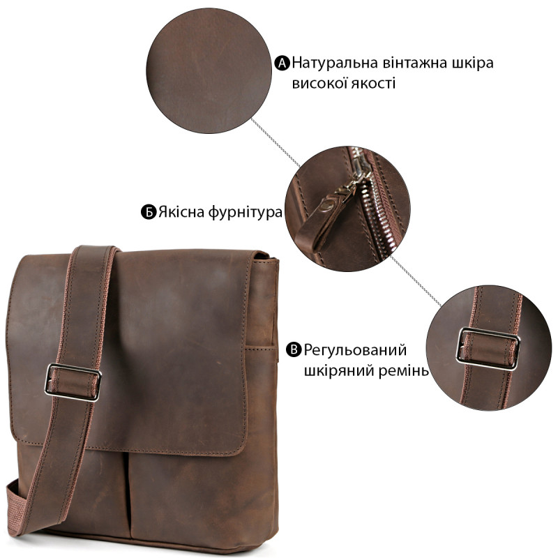 Сумка SHVIGEL из винтажной кожи Коричневая