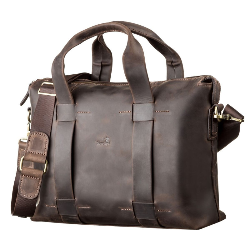Сумка мужская SHVIGEL кожаная Коричневая