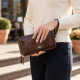 Жіночий лаковий клатч ST Leather Коричневий