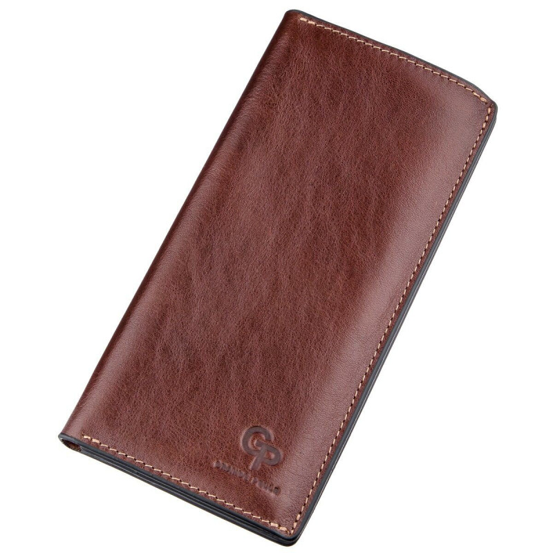 Кожаный вертикальный купюрник GRANDE PELLE Коричневый