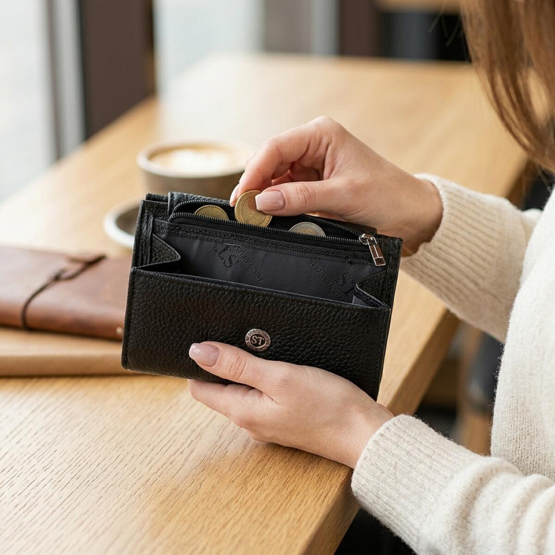 Гаманець жіночий ST Leather (ST) компактний Чорний