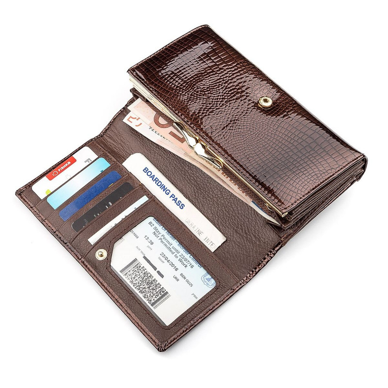 Кошелек женский ST Leather (SA) лакированная кожа Коричневый