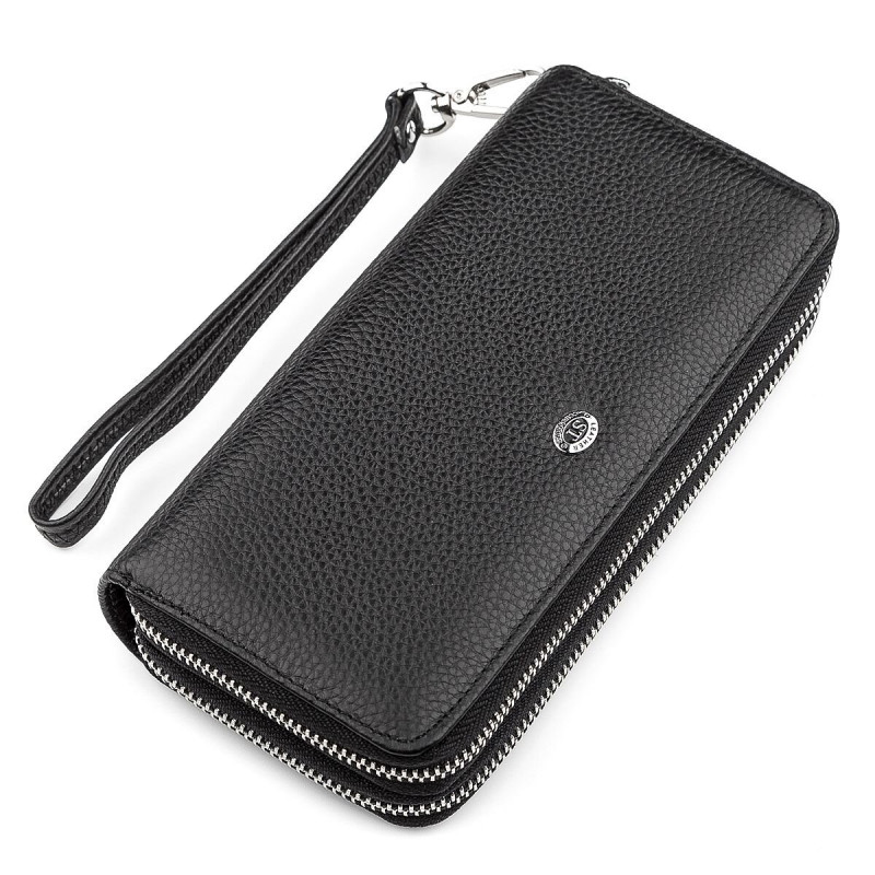 Кошелек женский ST Leather (ST-) две молнии Черный