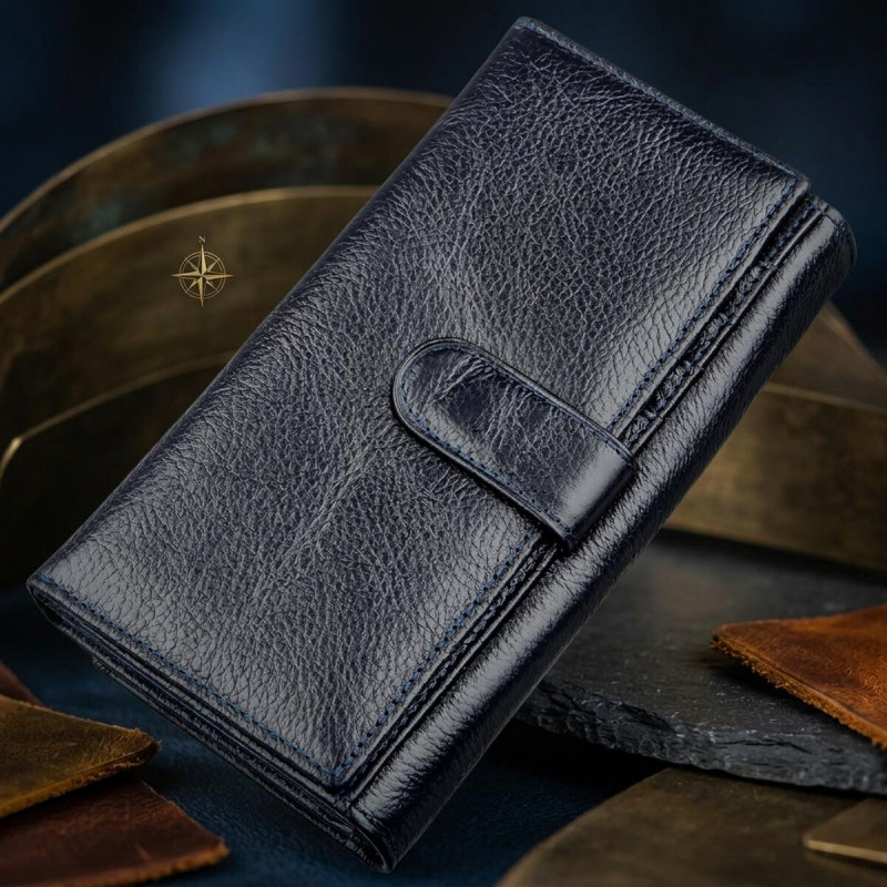 Гаманець-клатч з візитниці ST Leather Сіро-синій