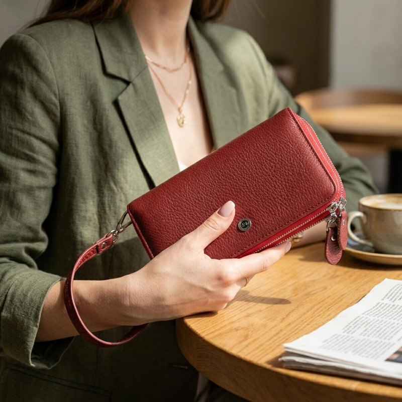 Багатофункціональний гаманець-клатч для жінок ST Leather Червоний