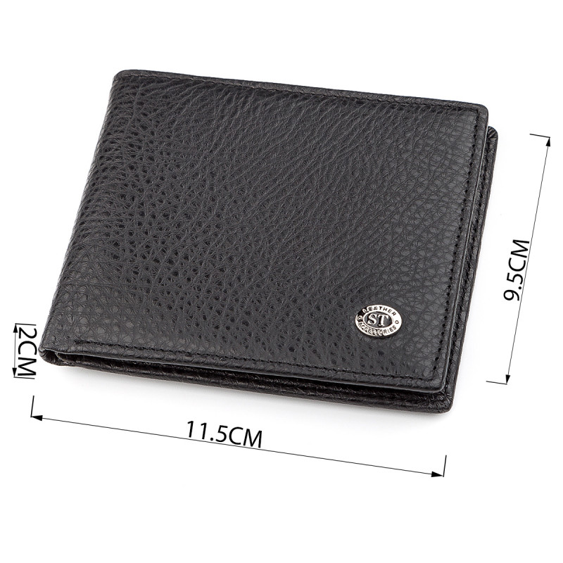 Мужской кошелек ST Leather (ST) кожаный Черный