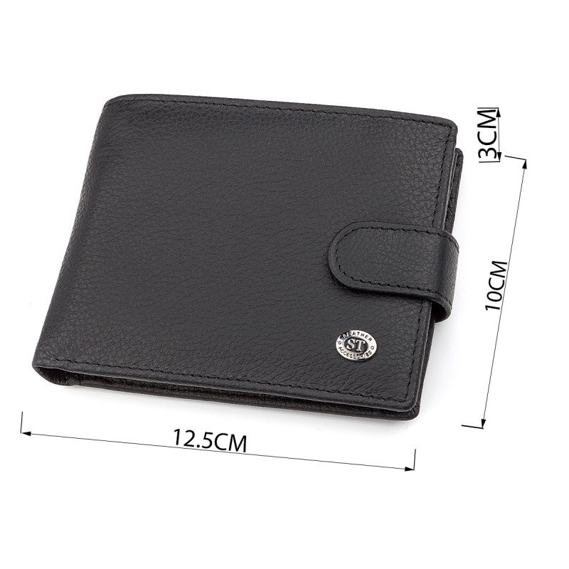 Мужской кошелек ST Leather (ST) итальянская кожа Черный