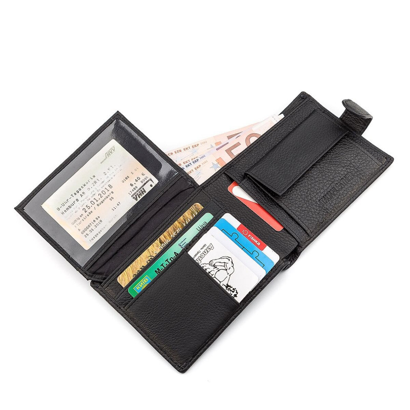 Мужской кошелек ST Leather (ST) итальянская кожа Черный