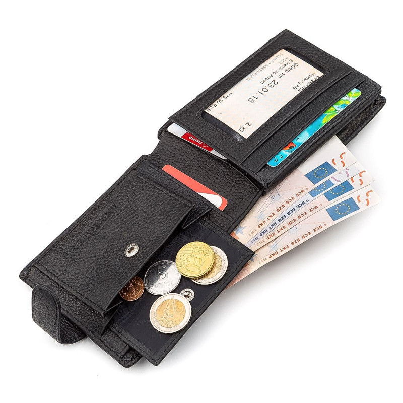 Мужской кошелек ST Leather (ST) итальянская кожа Черный