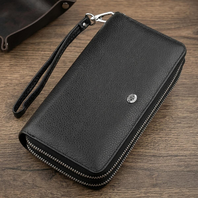 Мужской кошелек ST Leather (ST) натуральная кожа Черный
