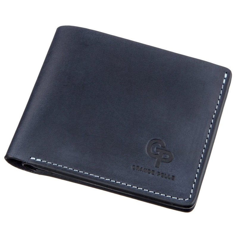 Оригинальное портмоне комби двух цветов унисекс на магните GRANDE PELLE Синее