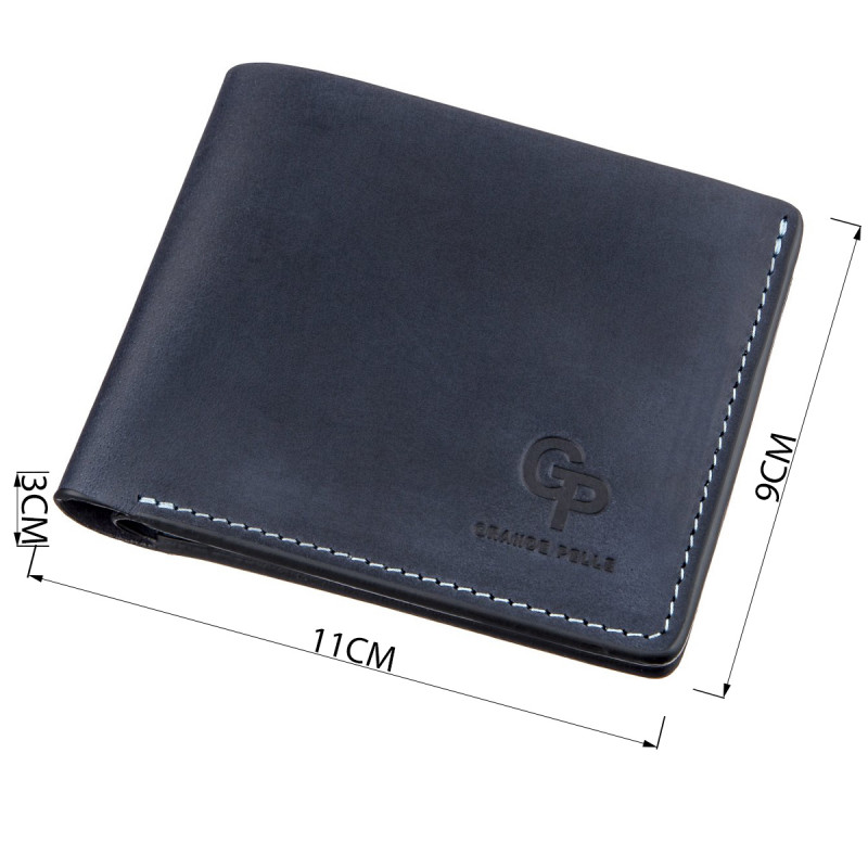 Оригинальное портмоне комби двух цветов унисекс на магните GRANDE PELLE Синее