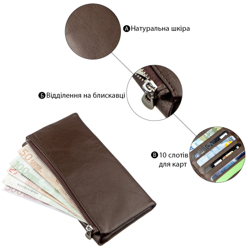 Практичный женский кошелек-клатч ST Leather Коричневый