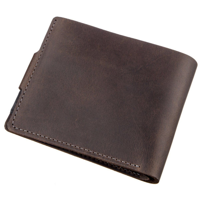 Солидное мужское портмоне винтажное GRANDE PELLE Коричневое