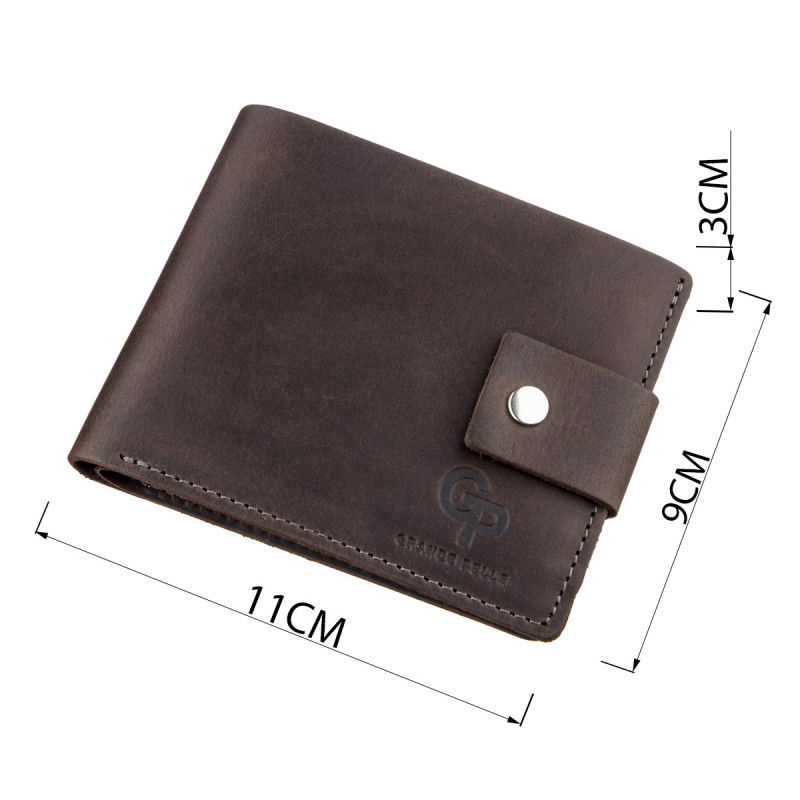 Солидное мужское портмоне винтажное GRANDE PELLE Коричневое